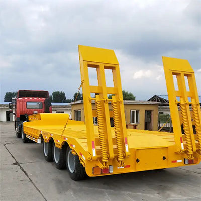 High Quality Lowbed Trailer Transport Heavy Machine  Low Bed Truck Semi Trailer With Mechanical Ladder