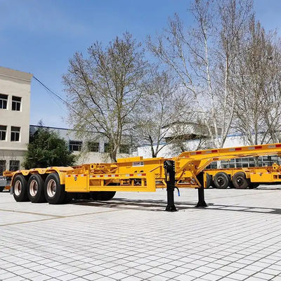 3 แอ็กซ์ 40 ฟุต 20 ฟุต Skeleton Semi Trailer 20 ฟุต 40 ฟุต 45 ฟุต ถังที่มี 12 ล็อคสลับ